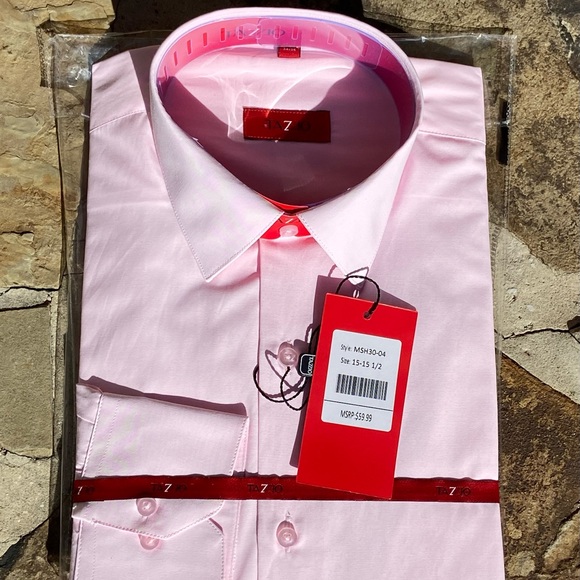 Tazzio Pink Dress Shirt. Size M - Picture 3 of 5